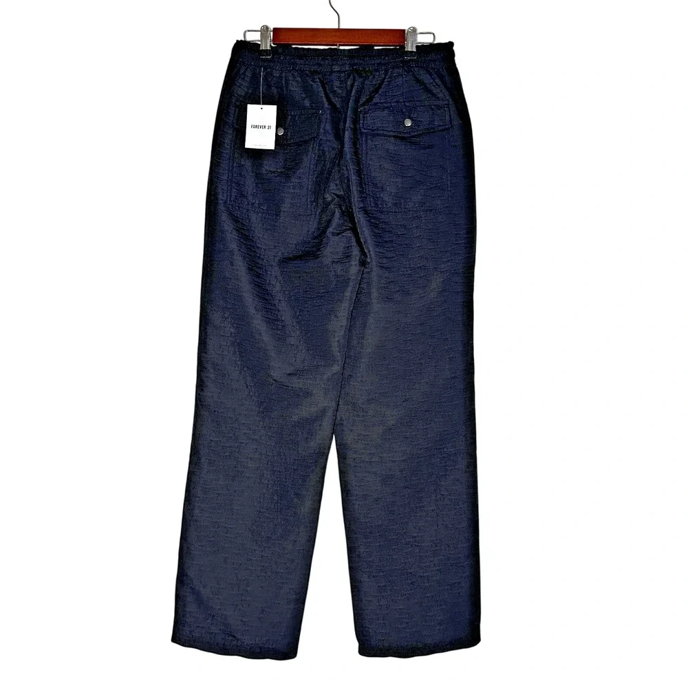 Forever‎ 21 Mens Slim Fit Textured Jogger Pants Medium Black Drawstring NEW